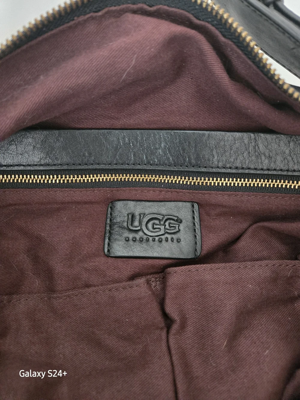 UGG Black Knit Leather Trim Hobo Satchel Bag